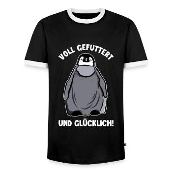 Voll Gefuttert und Glücklich Kaiserpinguin - Männer Kontrast-T-Shirt - Schwarz/Weiß - Vorne - AI Model Female 172 light (172cm) & AI Model Male 178 light (178cm)