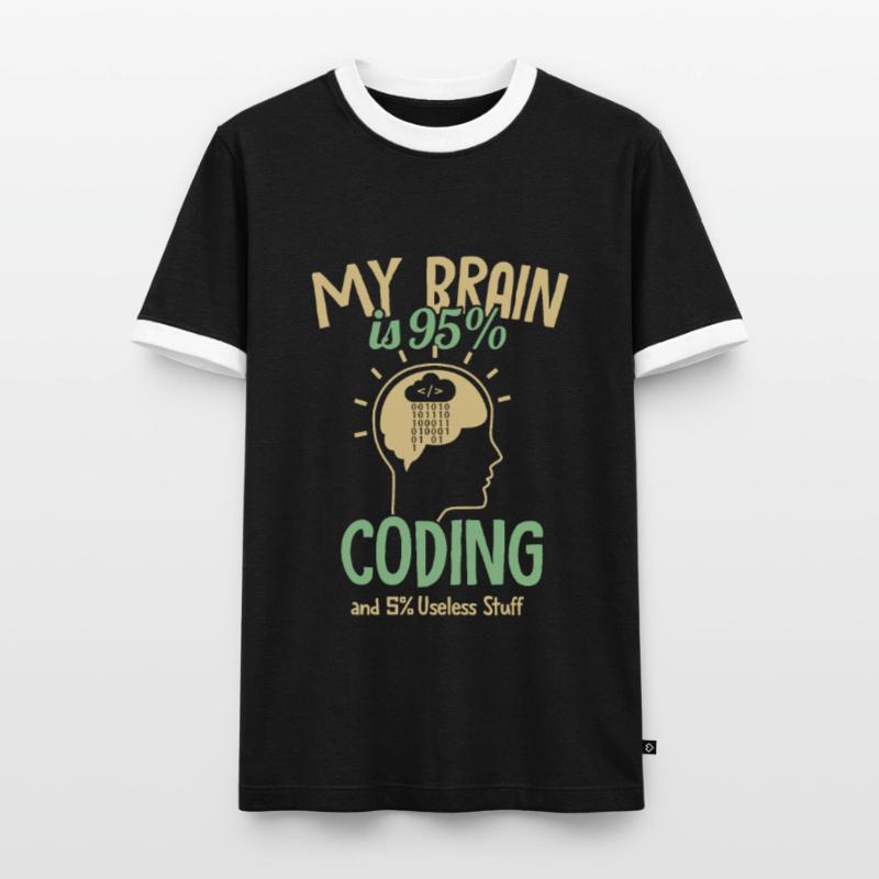 My Brain is 95% Coding Softwareingenieur Coder Männer Kontrast-T-Shirt