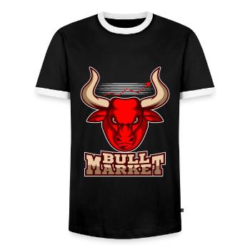 Bull Market Trader Bourse Marché des actions - T-shirt contrasté Homme - noir/blanc - Devant - AI Model Female 172 light (172cm) & AI Model Male 178 light (178cm)