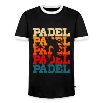 paddle tennis paddleball padel tennis joueur de - T-shirt contrasté Homme - noir/blanc - Devant - AI Model Female 172 light (172cm) & AI Model Male 178 light (178cm)