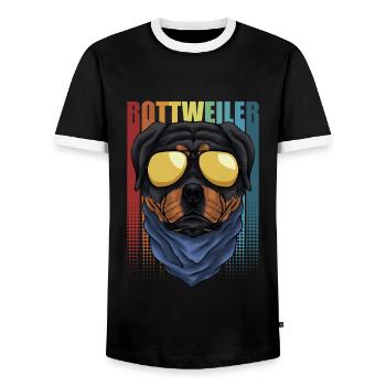 Dogfather Dog Daddy Dog Mom Dog Lover Rottweiler - Men's Ringer Shirt - black/white - Front - AI Model Female 172 light (172cm) & AI Model Male 178 light (178cm)