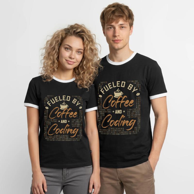 Fueled by Coffee and Coding Developer Coder Männer Kontrast-T-Shirt