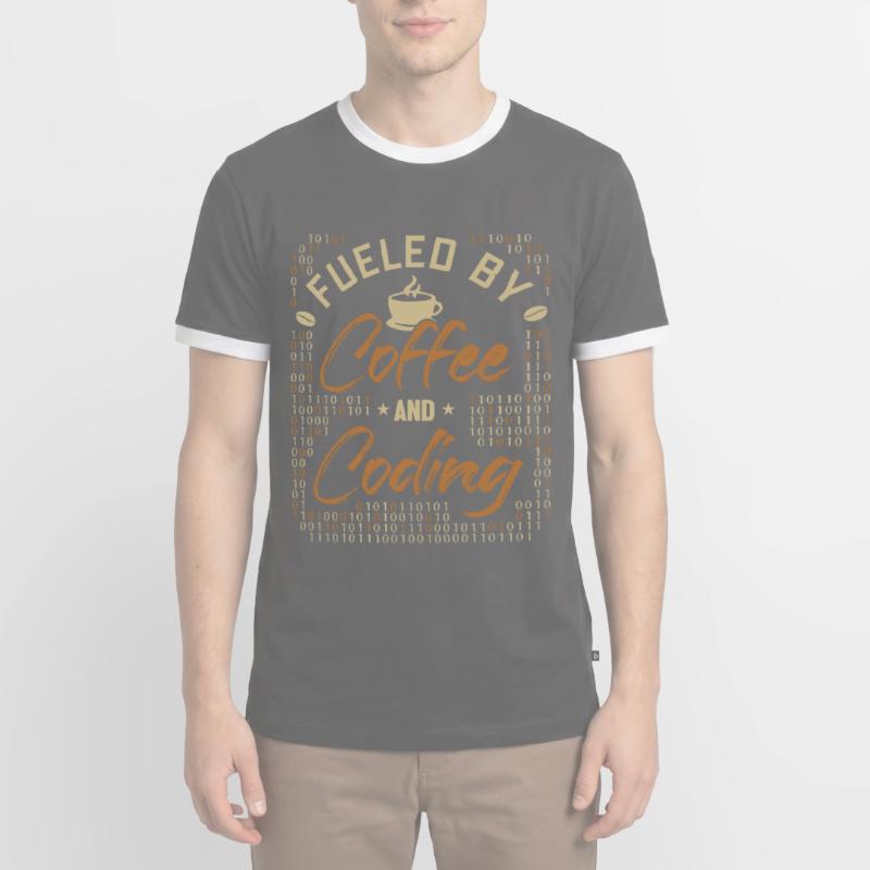 Fueled by Coffee and Coding Developer Coder Männer Kontrast-T-Shirt