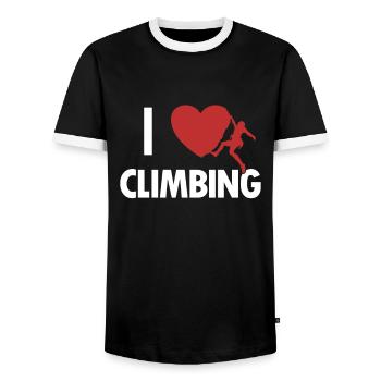 I love Climbing Speedklettern Alpinklettern - Männer Kontrast-T-Shirt - Schwarz/Weiß - Vorne - AI Model Female 172 light (172cm) & AI Model Male 178 light (178cm)