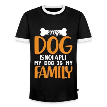 My Dog is my Family Dog Mom Dogfather Dog Daddy - Men's Ringer Shirt - black/white - Front - AI Model Female 172 light (172cm) & AI Model Male 178 light (178cm)
