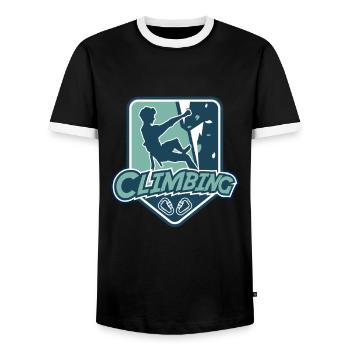 Climbing Logo Speedklettern Alpinklettern Kraxler - Männer Kontrast-T-Shirt - Schwarz/Weiß - Vorne - AI Model Female 172 light (172cm) & AI Model Male 178 light (178cm)
