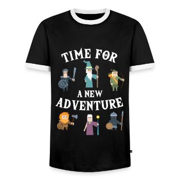 Time For New Adventure PnP RPG Jeu de rôle Pen - T-shirt contrasté Homme - noir/blanc - Devant - AI Model Female 172 light (172cm) & AI Model Male 178 light (178cm)