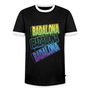 Badalona Spanien Stadt Schrift Skyline Urlaub - Männer Kontrast-T-Shirt - Schwarz/Weiß - Vorne - AI Model Female 172 light (172cm) & AI Model Male 178 light (178cm)