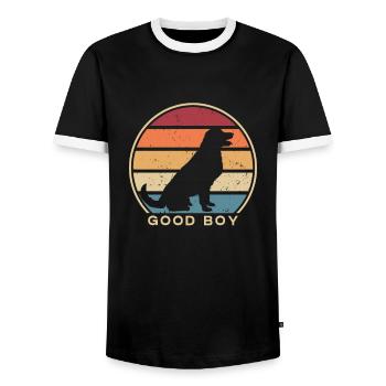 Good Boy Vierbeiner Wauwau Rüde Hundebesitzer Hund - Männer Kontrast-T-Shirt - Schwarz/Weiß - Vorne - AI Model Female 172 light (172cm) & AI Model Male 178 light (178cm)