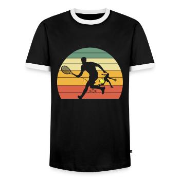 paddle tennis paddleball padel tennis joueur de - T-shirt contrasté Homme - noir/blanc - Devant - AI Model Female 172 light (172cm) & AI Model Male 178 light (178cm)