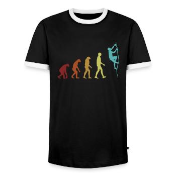 Climbing Evolution Bouldering Sport Free Climber - Men's Ringer Shirt - black/white - Front - AI Model Female 172 light (172cm) & AI Model Male 178 light (178cm)