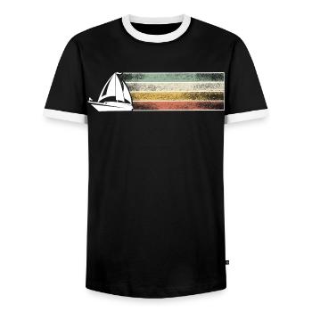 Segeln Segler Segelboot Retro Vintage - Männer Kontrast-T-Shirt - Schwarz/Weiß - Vorne - AI Model Female 172 light (172cm) & AI Model Male 178 light (178cm)