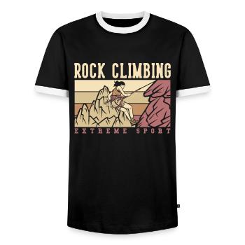 Rock Climbing Extreme Sport Sport Free Alpine - Men's Ringer Shirt - black/white - Front - AI Model Female 172 light (172cm) & AI Model Male 178 light (178cm)