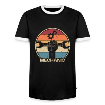 Mechatronics Engineer Automotive Technician Auto - Men's Ringer Shirt - black/white - Front - AI Model Female 172 light (172cm) & AI Model Male 178 light (178cm)