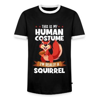 This Is My Human Costume I'm Really A Squirrel - Men's Ringer Shirt - black/white - Front - AI Model Female 172 light (172cm) & AI Model Male 178 light (178cm)