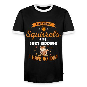 A Day Without Squirrels Is Like Fox Eastern Gray - Men's Ringer Shirt - black/white - Front - AI Model Female 172 light (172cm) & AI Model Male 178 light (178cm)