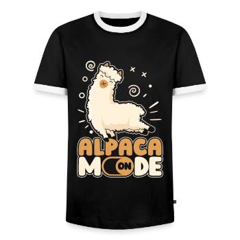 Alpaca Mode On Guanaco Llama Vicuna Breeder Alpaca - Men's Ringer Shirt - black/white - Front - AI Model Female 172 light (172cm) & AI Model Male 178 light (178cm)