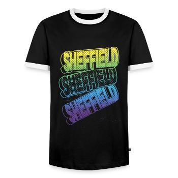Sheffield England UK Stadt Schrift Skyline Heimat - Männer Kontrast-T-Shirt - Schwarz/Weiß - Vorne - AI Model Female 172 light (172cm) & AI Model Male 178 light (178cm)
