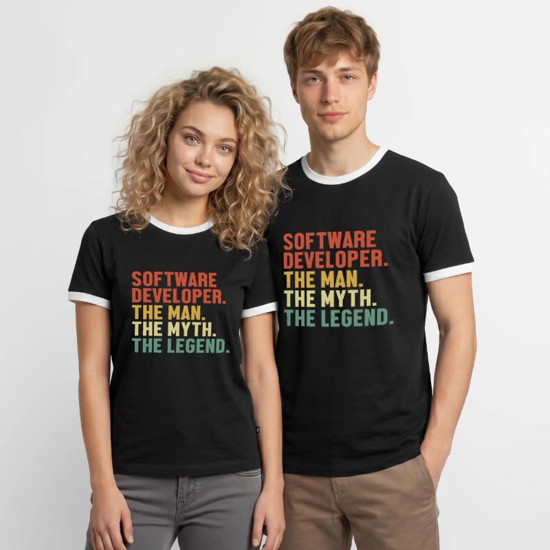 Software Developer Man Myth Legend Coder Software Men's Ringer Shirt