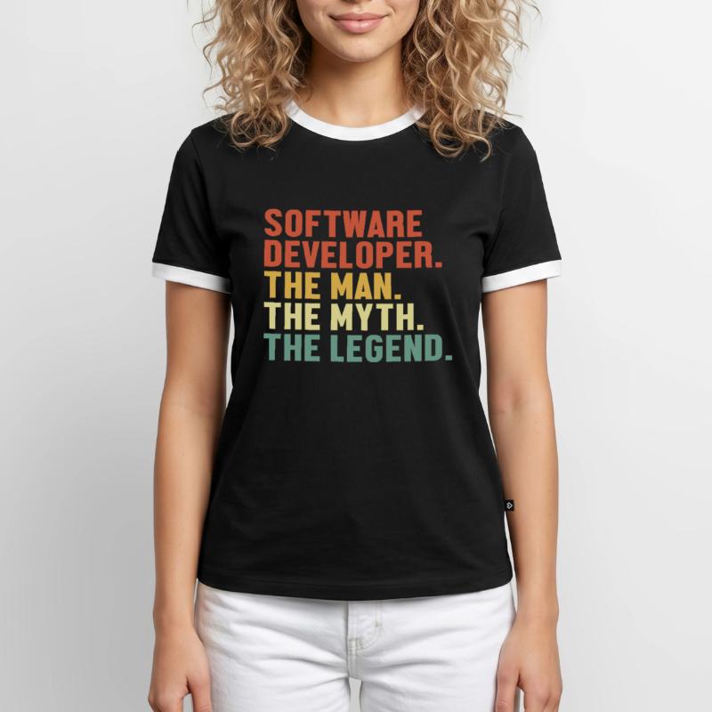 Software Developer Man Myth Legend Coder Software Men's Ringer Shirt