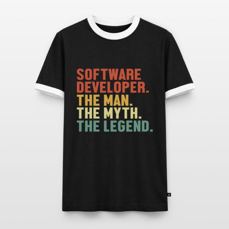 Software Developer Man Myth Legend Coder Software Men's Ringer Shirt