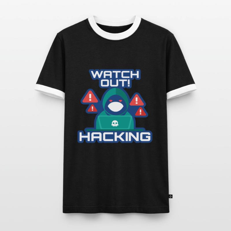 Watch Out Hacking Full Stack Coder Software Men's Ringer Shirt
