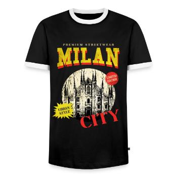 Mailand Milan Italien Stadt Skyline Vintage Retro - Männer Kontrast-T-Shirt - Schwarz/Weiß - Vorne - AI Model Female 172 light (172cm) & AI Model Male 178 light (178cm)