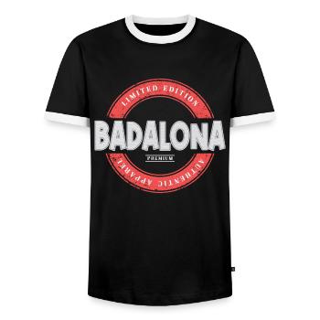 Badalona Espagne Ville Skyline Accueil Amour Vacances - T-shirt contrasté Homme - noir/blanc - Devant - AI Model Female 172 light (172cm) & AI Model Male 178 light (178cm)