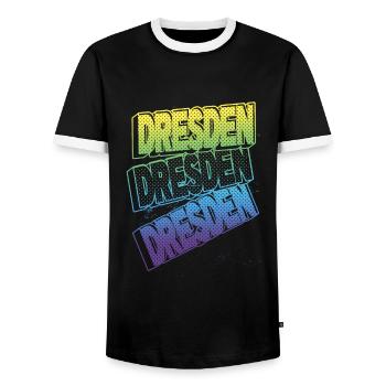 Dresde Allemagne Ville Font Skyline Accueil - T-shirt contrasté Homme - noir/blanc - Devant - AI Model Female 172 light (172cm) & AI Model Male 178 light (178cm)