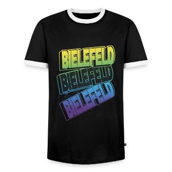 Bielefeld Deutschland Stadt Schrift Skyline Heimat - Männer Kontrast-T-Shirt - Schwarz/Weiß - Vorne - AI Model Female 172 light (172cm) & AI Model Male 178 light (178cm)