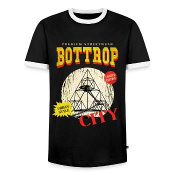 Bottrop Germany City Skyline Vintage Retro - Men's Ringer Shirt - black/white - Front - AI Model Female 172 light (172cm) & AI Model Male 178 light (178cm)