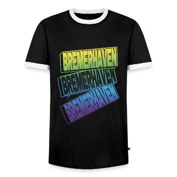 Bremerhaven Allemagne City Font Skyline - T-shirt contrasté Homme - noir/blanc - Devant - AI Model Female 172 light (172cm) & AI Model Male 178 light (178cm)
