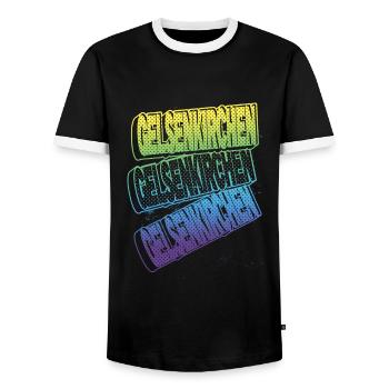 Gelsenkirchen Deutschland Stadt Schrift Skyline - Männer Kontrast-T-Shirt - Schwarz/Weiß - Vorne - AI Model Female 172 light (172cm) & AI Model Male 178 light (178cm)