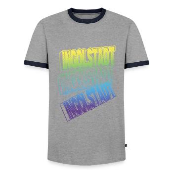Ingolstadt Germany City Font Skyline - Men's Ringer Shirt - grey/navy  - Front - AI Model Female 172 light (172cm) & AI Model Male 178 light (178cm)