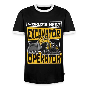 World's Best Excavator Operator Excavator - Men's Ringer Shirt - black/white - Front - AI Model Female 172 light (172cm) & AI Model Male 178 light (178cm)