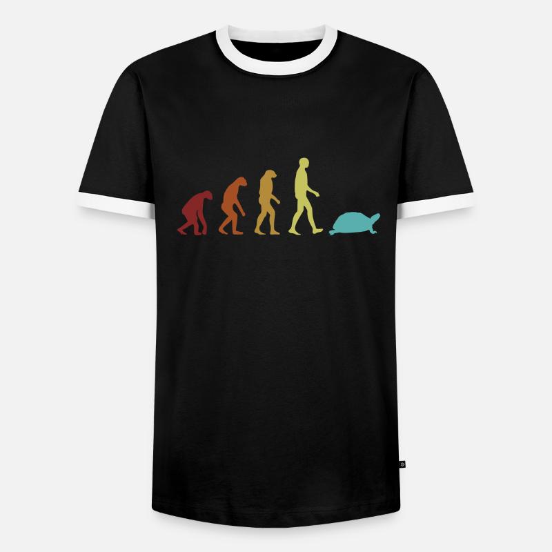 Turtle Evolution Wasserschildkröte Schildkröte - Männer Kontrast-T-Shirt - Schwarz/Weiß