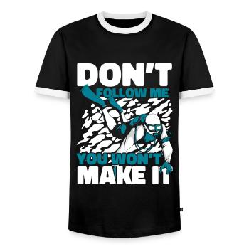 Don't Follow Me You Won't Make It Taucherbrille - Männer Kontrast-T-Shirt - Schwarz/Weiß - Vorne - AI Model Female 172 light (172cm) & AI Model Male 178 light (178cm)