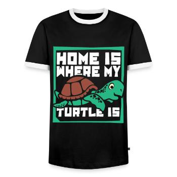 La maison est l’endroit où ma tortue est la tortue - T-shirt contrasté Homme - noir/blanc - Devant - AI Model Female 172 light (172cm) & AI Model Male 178 light (178cm)