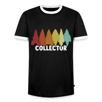 Collector Arrowhead Collecting Hunting Tips - Men's Ringer Shirt - black/white - Front - AI Model Female 172 light (172cm) & AI Model Male 178 light (178cm)
