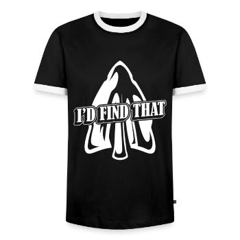 I'd Find That Arrowhead Hunter Hunting Tips - Men's Ringer Shirt - black/white - Front - AI Model Female 172 light (172cm) & AI Model Male 178 light (178cm)