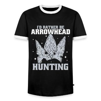 I'd Rather Be Arrowhead Hunting Jagdspitzen - Männer Kontrast-T-Shirt - Schwarz/Weiß - Vorne - AI Model Female 172 light (172cm) & AI Model Male 178 light (178cm)