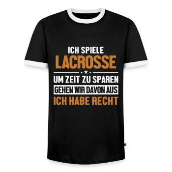 Lacrossespieler hat immer Recht Polocrosse - Männer Kontrast-T-Shirt - Schwarz/Weiß - Vorne - AI Model Female 172 light (172cm) & AI Model Male 178 light (178cm)