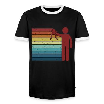 Retro Kröte Kaulquappe Laubfrosch Frosch Fänger - Männer Kontrast-T-Shirt - Schwarz/Weiß - Vorne - AI Model Female 172 light (172cm) & AI Model Male 178 light (178cm)