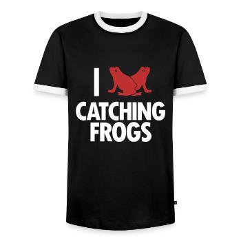 I Love Catching Frogs Tree Frog Toad Frog - Men's Ringer Shirt - black/white - Front - AI Model Female 172 light (172cm) & AI Model Male 178 light (178cm)