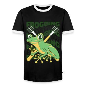 grenouille têtard rainette crapaud grenouille attrape-grenouilles - T-shirt contrasté Homme - noir/blanc - Devant - AI Model Female 172 light (172cm) & AI Model Male 178 light (178cm)