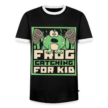 Frog Catching For Kid Tree Frog Toad Frog - Men's Ringer Shirt - black/white - Front - AI Model Female 172 light (172cm) & AI Model Male 178 light (178cm)