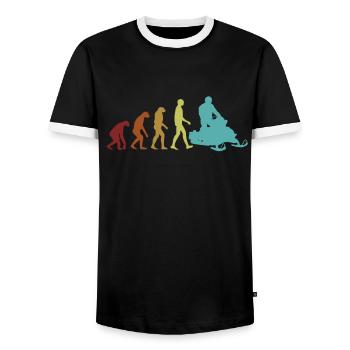 Snowmobile Evolution Snowmobile snowmobiles - Men's Ringer Shirt - black/white - Front - AI Model Female 172 light (172cm) & AI Model Male 178 light (178cm)
