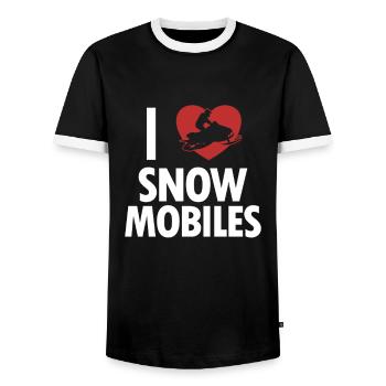 I love Snowmobiles Schneemotorrad Snowmobile - Männer Kontrast-T-Shirt - Schwarz/Weiß - Vorne - AI Model Female 172 light (172cm) & AI Model Male 178 light (178cm)