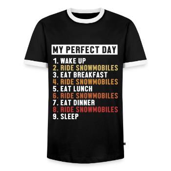 Snowmobiles Perfect Day Schneemotorrad Fahrer - Männer Kontrast-T-Shirt - Schwarz/Weiß - Vorne - AI Model Female 172 light (172cm) & AI Model Male 178 light (178cm)
