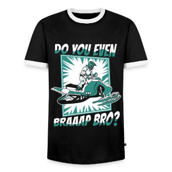Do You Even Braaap Bro Motorschlitten Snowmobile - Männer Kontrast-T-Shirt - Schwarz/Weiß - Vorne - AI Model Female 172 light (172cm) & AI Model Male 178 light (178cm)
